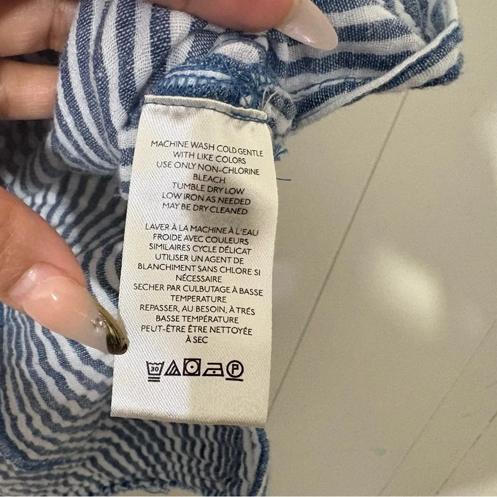 We The Free Sun Beams Indigo Stripe Shirt Size M |Free People Button Down Top - Picture 4 of 12